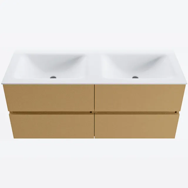 Mondiaz VICA 120cm badmeubel onderkast Oro 4 lades. Wastafel CLOUD dubbel 2 kraangaten, kleur Talc.