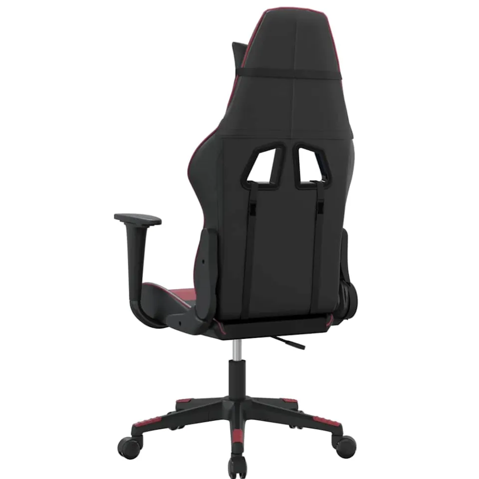 vidaXL Massage gamestoel kunstleer zwart en wijnrood, foto 4