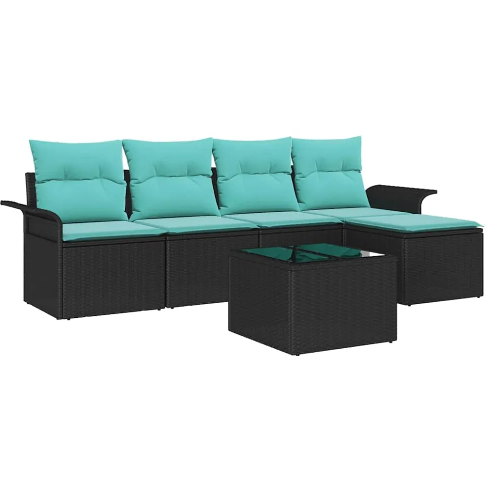 vidaXL Tuin Sofa Set 6 st Zwart poly rattan