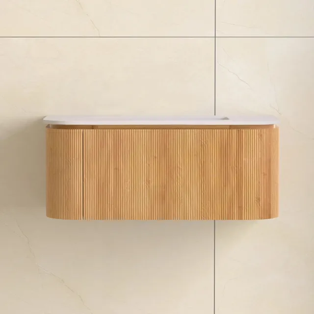 Sanilux Badmeubelset Sanilux Eleganza 100 cm Solid Surface Zonder Kraangat Acacia
