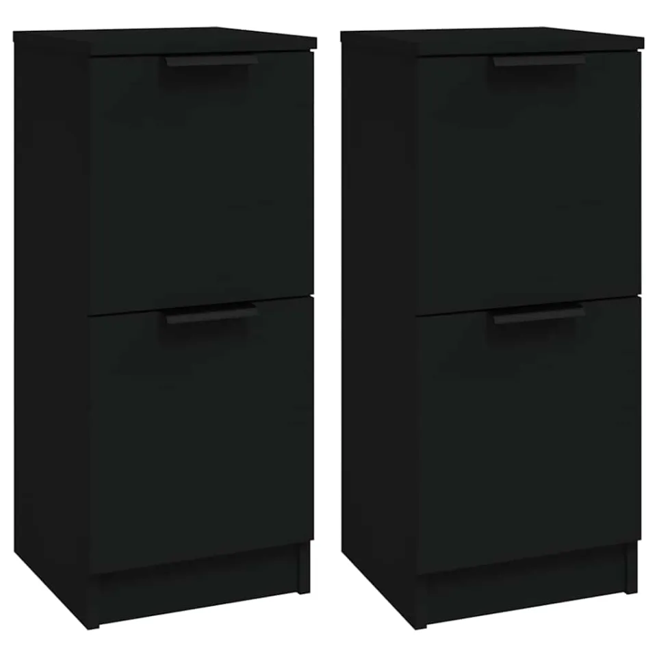 vidaXL Dressoirs 2 st 30x30x70 cm bewerkt hout zwart, foto 3