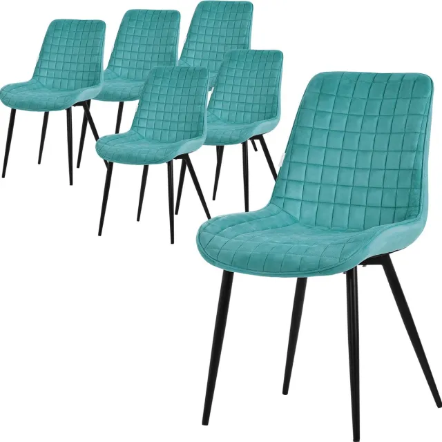 ml-design eetkamerstoelen set van 6, petrol, fluwelen zitting met zwarte metalen poten, keukenstoelen met rugleuning, woonkamerstoelen, gestoffeerde stoelen voor eetkamer keuken kantoor, armstoelen