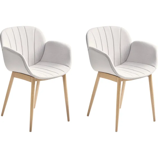 Beliani Alice - Eetkamerstoel set van 2 - Lichtgrijs - Polyester