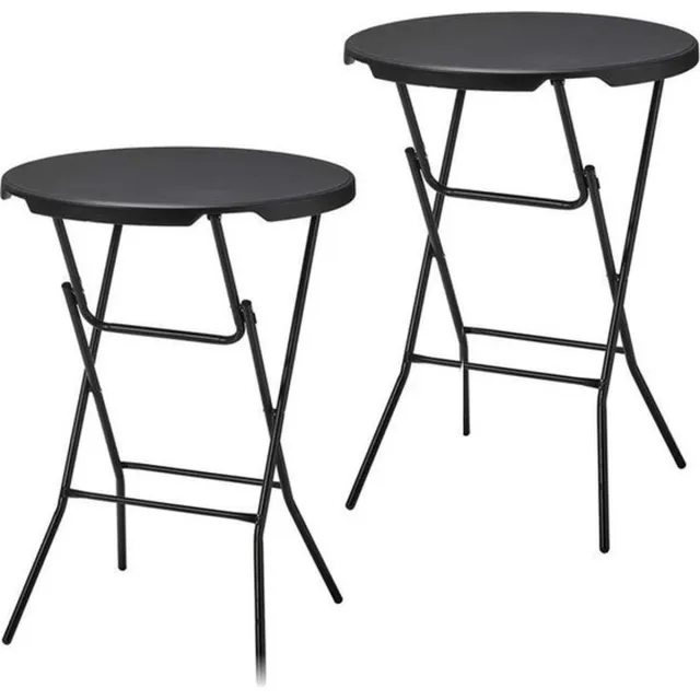 Alora Statafel Zwart - Set van 2 - Zwart - ø80x110 cm - statafels - cocktailtafel - hoge staan tafel - staantafels - staantafel - partytafel