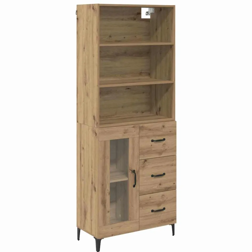 vidaXL Hoge kast Artisan Eiken 69,5 x 34 x 180 cm Bewerkt hout, foto 3