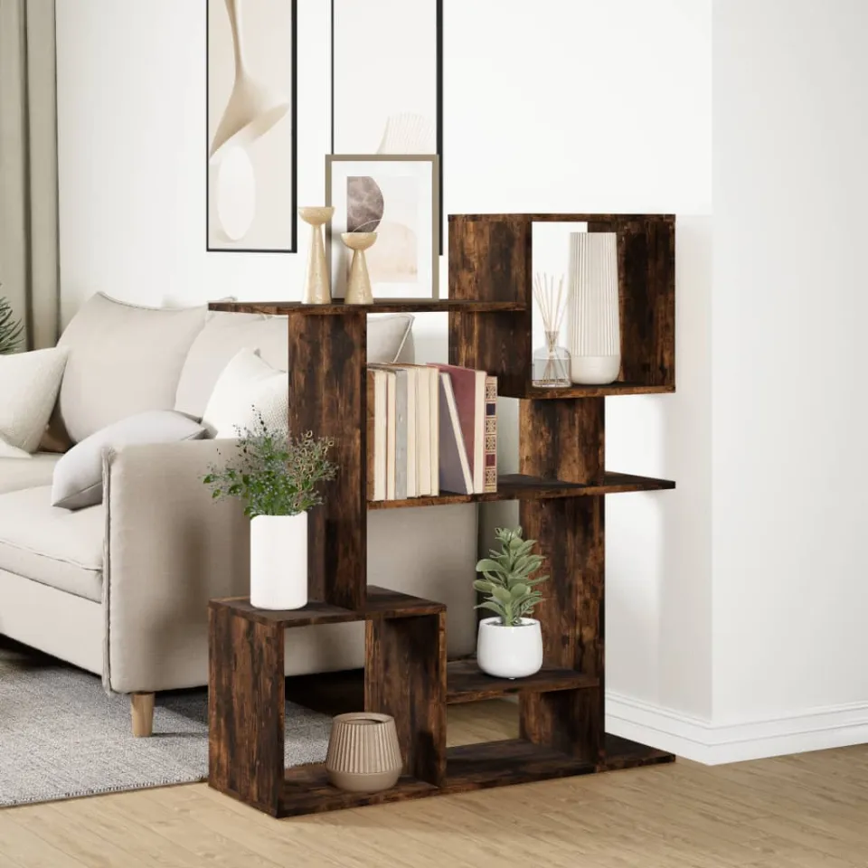 vidaXL Kamerscherm / boekenkast 92x29x112 cm hout gerookt eiken, foto 4