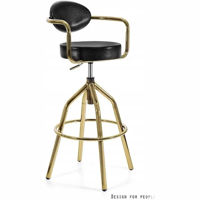Unique CARO Barstoel Goud/Zwart - Draaibaar, Verstelbare Hoogte, Eco-leer