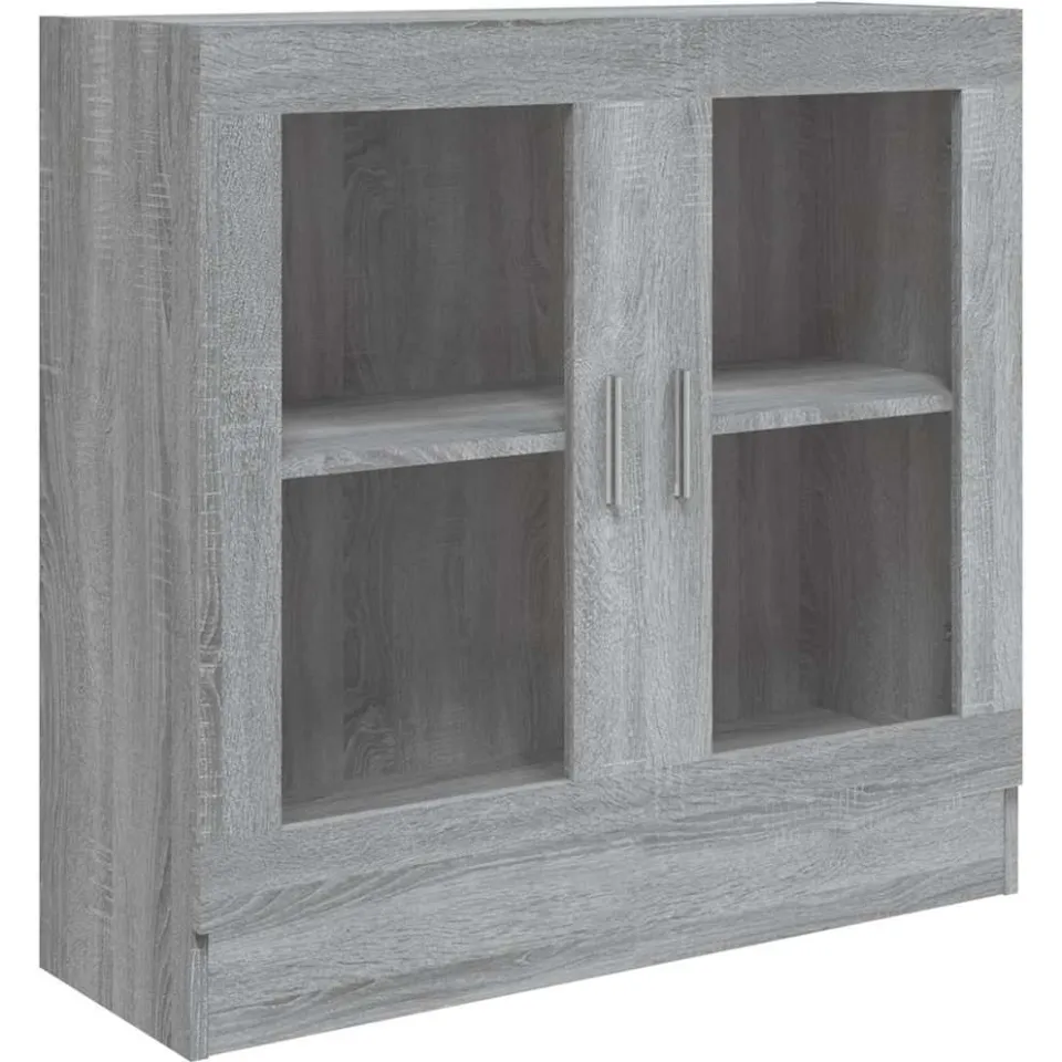 vidaXL Vitrinekast 82,5x30,5x80 cm bewerkt hout grijs sonoma eiken, foto 3
