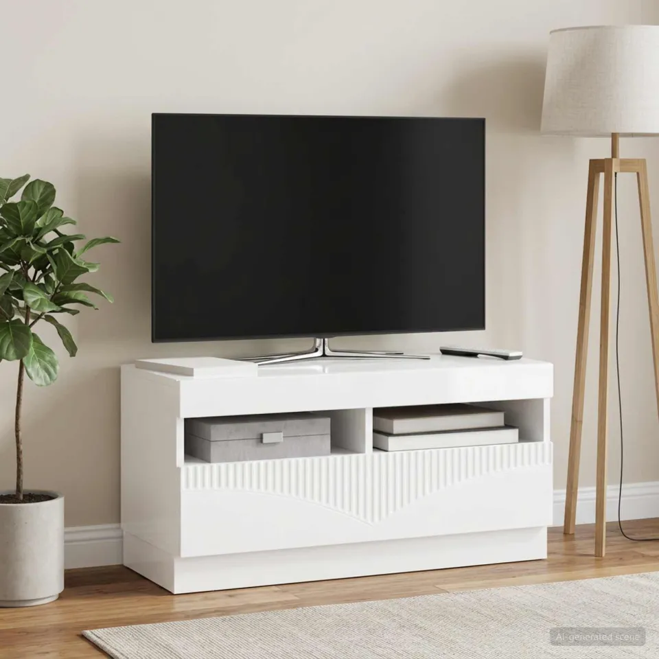 vidaXL LED tv-meubel Hoogglans Wit Bewerkt hout, foto 4