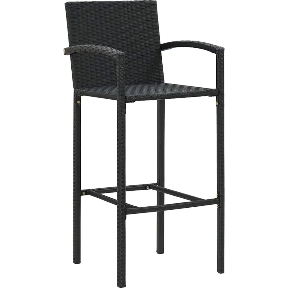 vidaXL 5-delige Tuinbarset massief acaciahout en poly rattan zwart