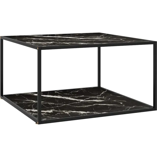 vidaXL Salontafel met zwart marmerglas 90x90x50 cm zwart