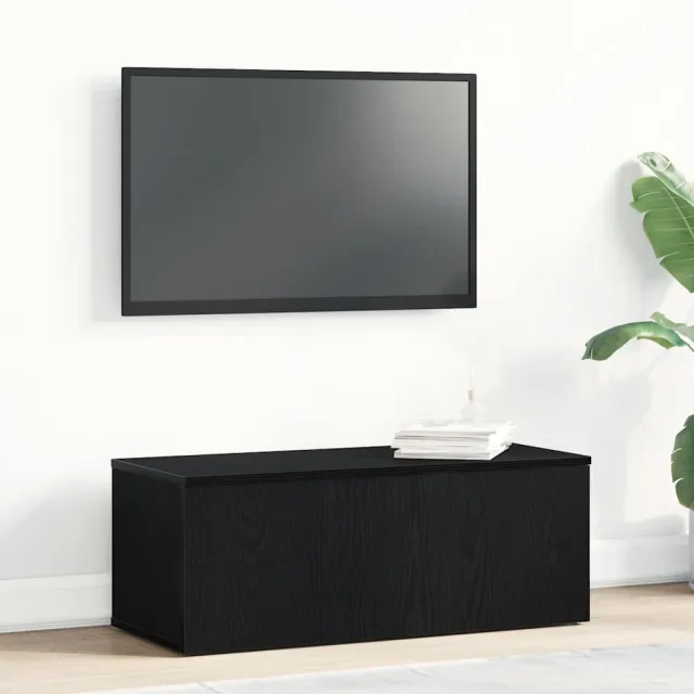 vidaXL TV-kast 80x34x30 cm Zwart Eiken Bewerkt hout