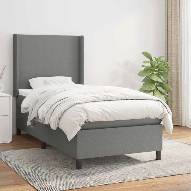 vidaXL Boxspring met matras stof donkergrijs 90x190 cm