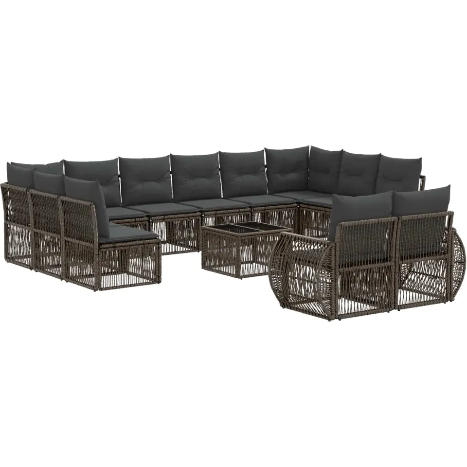vidaXL Tuinbankenset 13 st Grijs en Donkergrijs poly rattan, foto 3