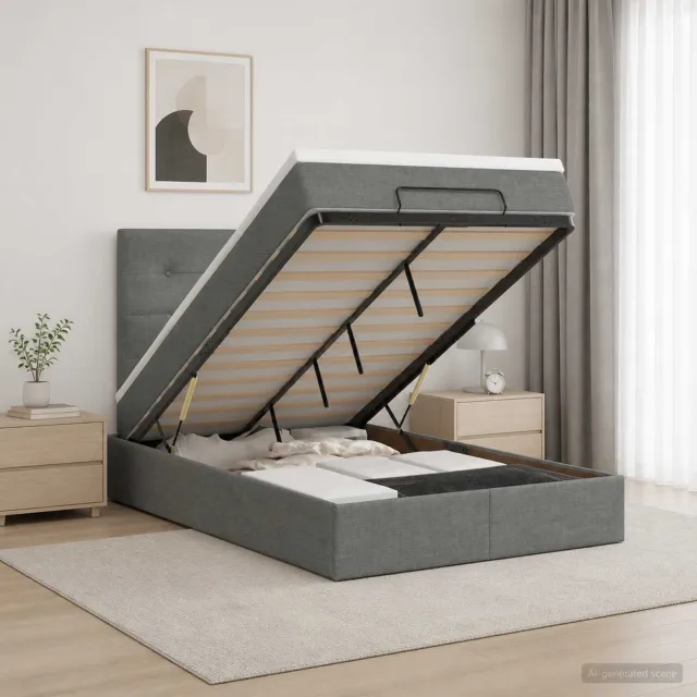 vidaXL Ottoman bed met matras Donkergrijs 120 x 190 cm Stof