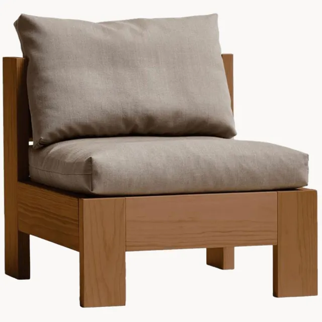 Form & Refine Loungefauteuil Icon van grenenhout met wollen kussen Bruin, Grijs