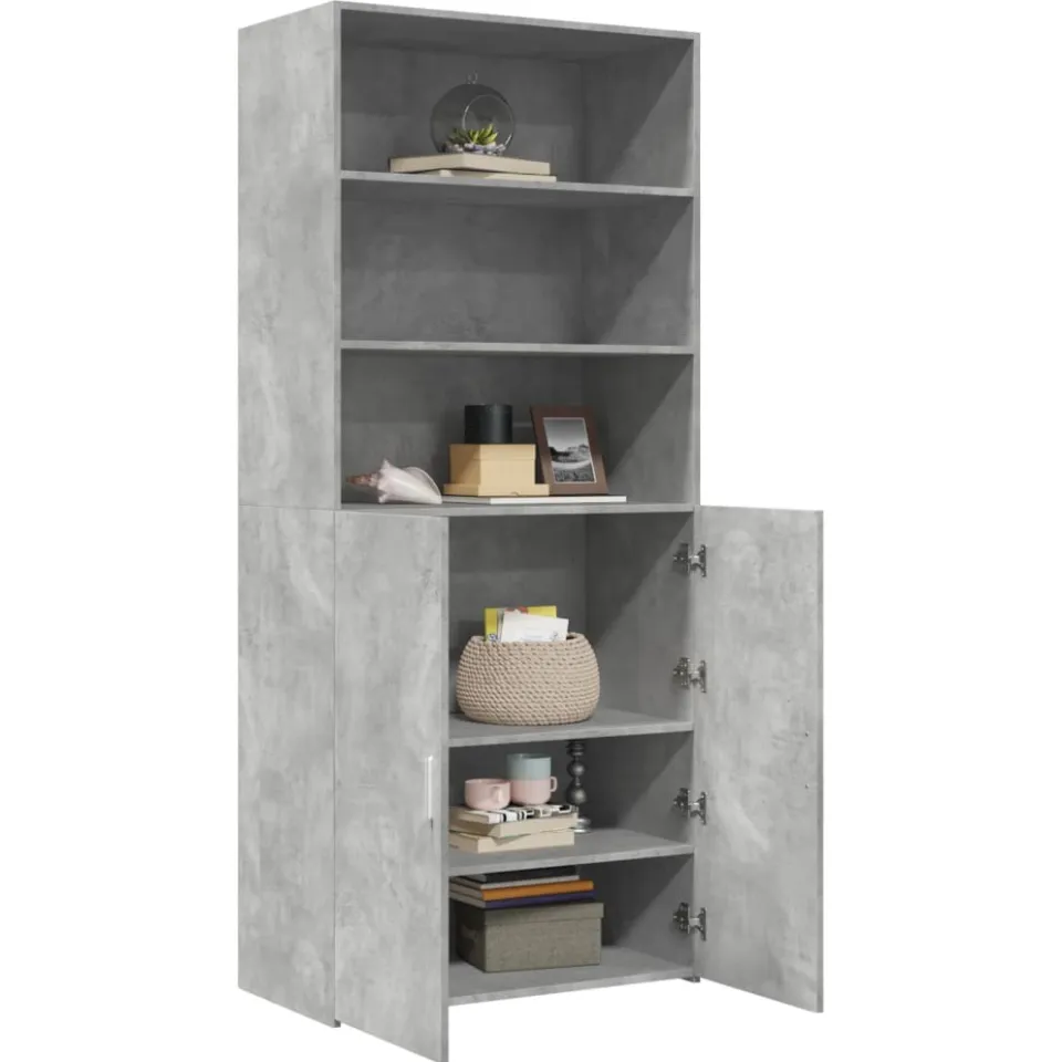 vidaXL Hoge kast 80x42,5x185 cm bewerkt hout betongrijs