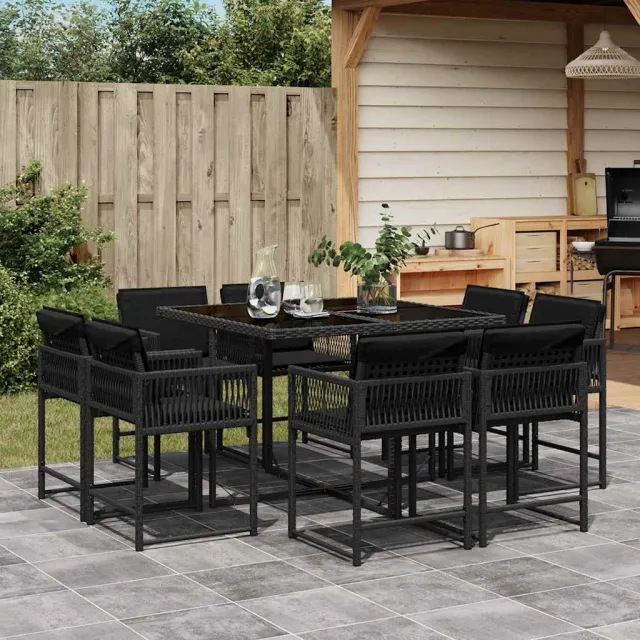 vidaXL 9-delige Tuinset poly rattan zwart, foto 2