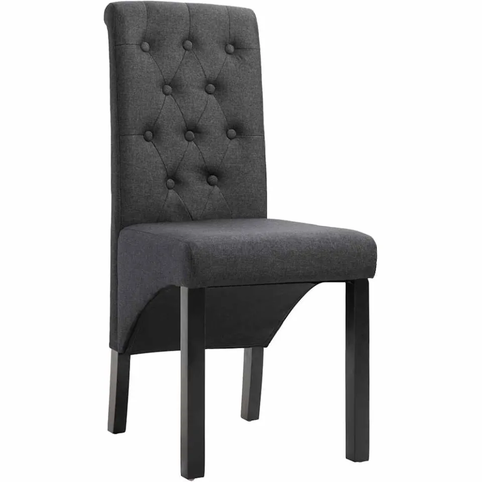 vidaXL Eetkamerstoelen 2 st stof donkergrijs grijs, foto 2