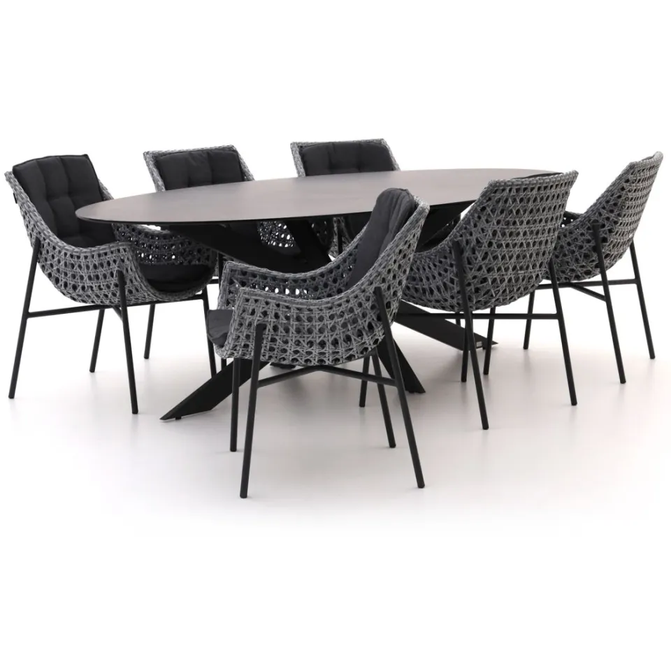 Manifesto Furniture Manifesto Novara/Furato ellips 240cm dining tuinset 7-delig grijs, foto 4