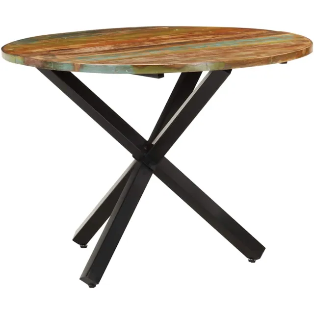vidaXL Eettafel rond 100x100x75 cm massief gerecycled hout Bruin