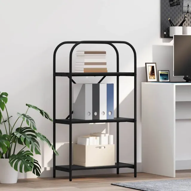 vidaXL Boekenkast 3-laags 60 x 30 x 109 cm Bewerkt hout Zwart Eiken, foto 2