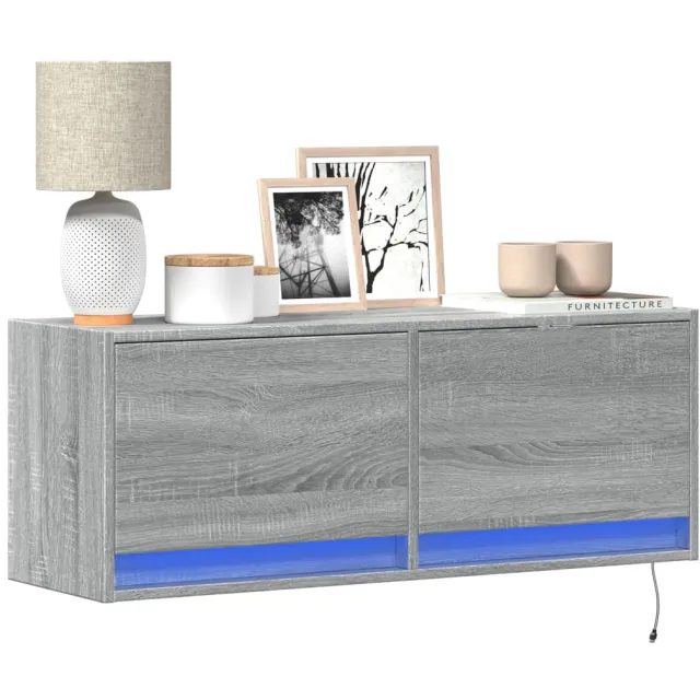 vidaXL Tv-wandmeubel met LED-verlichting 100x31x35 cm grijs sonoma