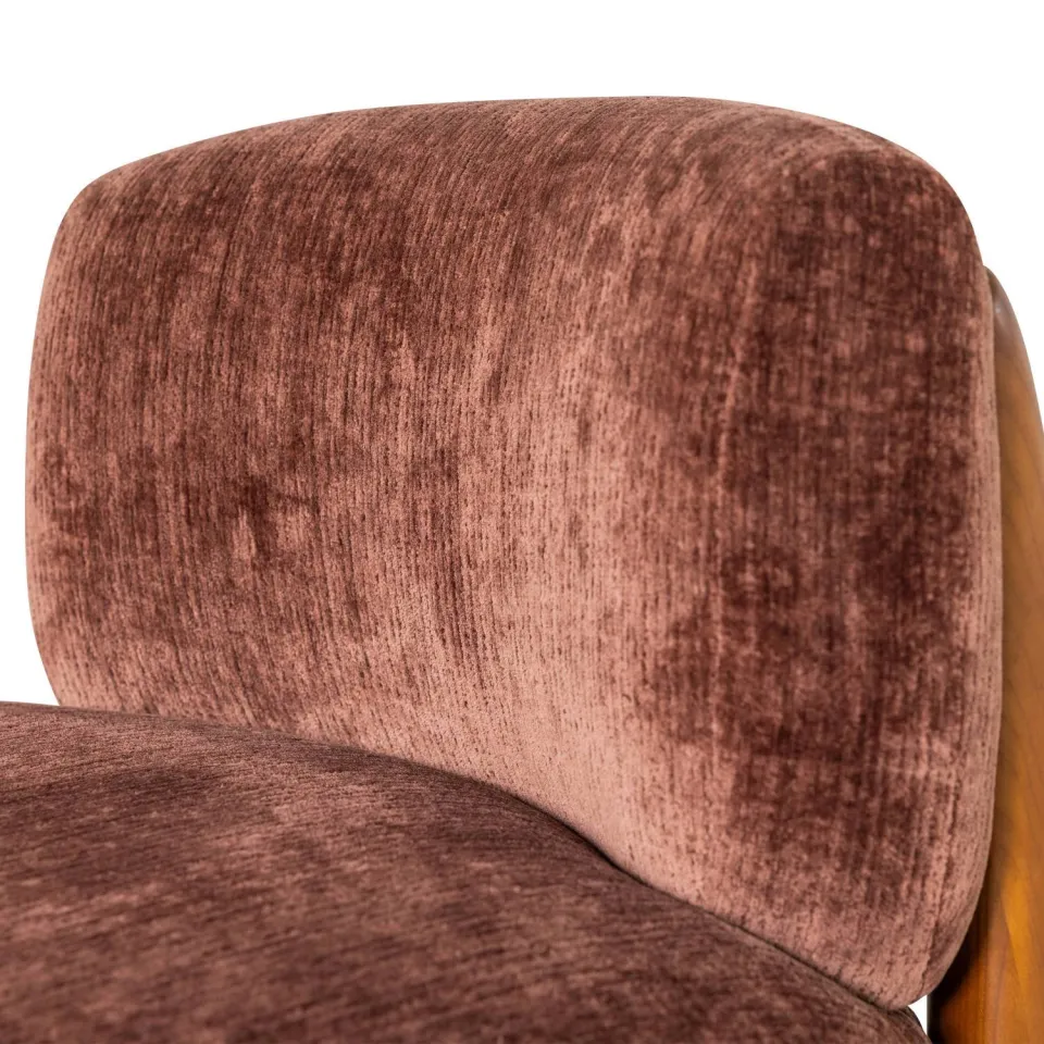 WOOOD Runi Fauteuil - Hout/Velvet - Paars/Bruin - 69x64x72, foto 5