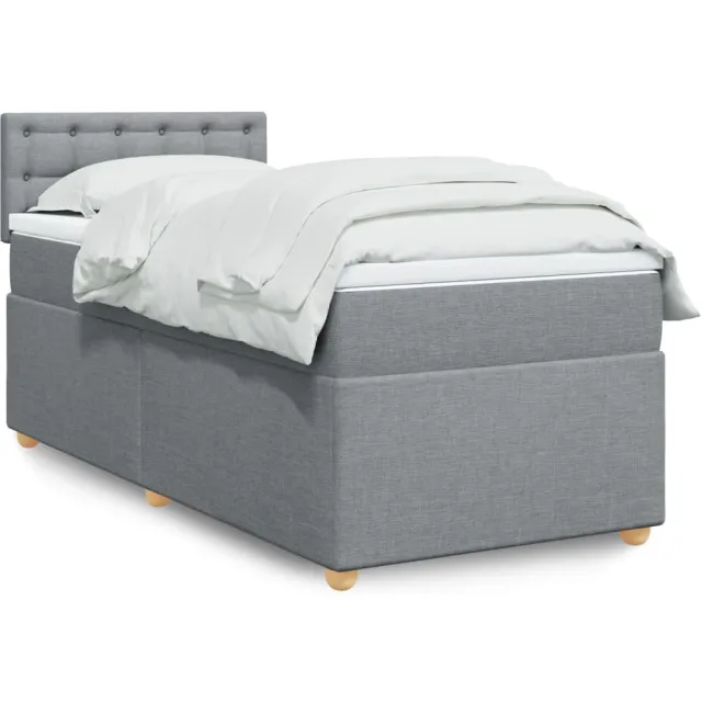 vidaXL Boxspring met matras stof lichtgrijs 90x190 cm grijs