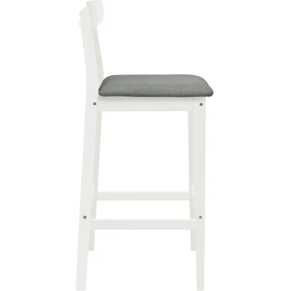 vidaXL Barkruk 2 st Wit en Grijs Massief Rubberhout en Stof, foto 3
