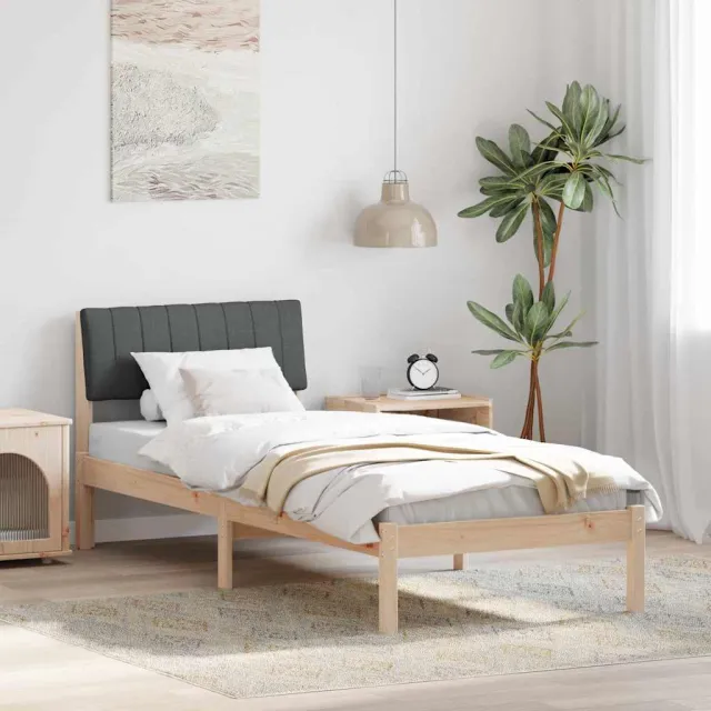 vidaXL Bedframe Bruin en donkergrijs 75 x 190 cm Massief grenenhout