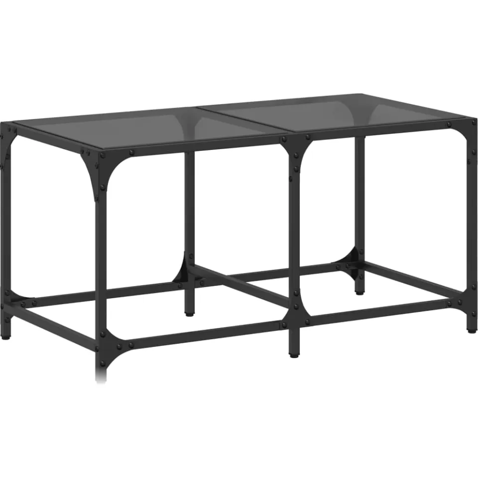 vidaXL Salontafel met zwart glazen blad 78,5x40x40 cm staal, foto 3