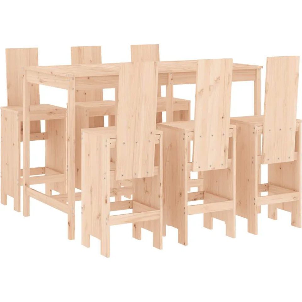 vidaXL 7-delige Barset massief grenenhout bruin, foto 3