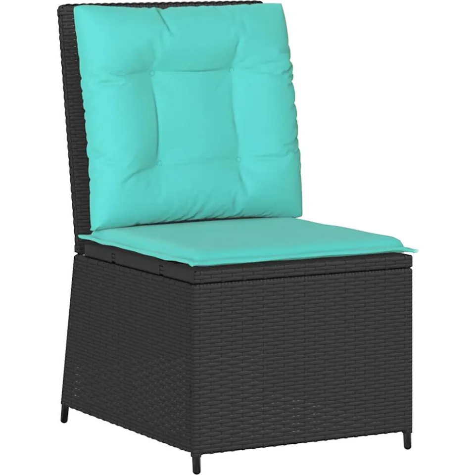 vidaXL Tuinbank Zwart en Turquoise poly rattan
