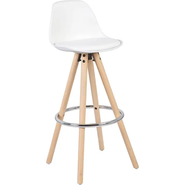 Bolt Edge Hoge Barkruk - Zithoogte 75cm - Wit - Kunstleer - Met rugleuning - Set van 1