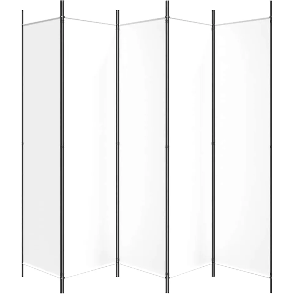 vidaXL Kamerscherm met 5 panelen 250x200 cm stof wit, foto 5