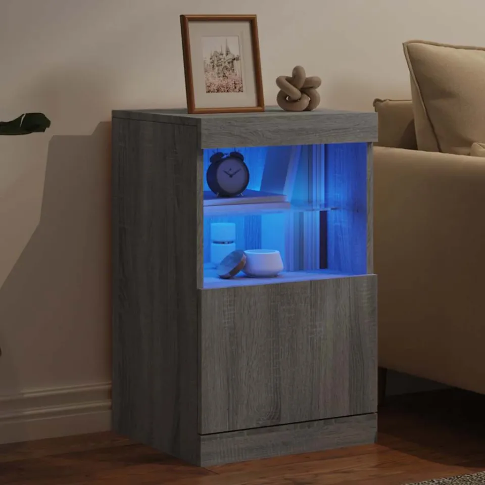 vidaXL Dressoir met LED-verlichting 41x37x67 cm grijs sonoma eiken, foto 3