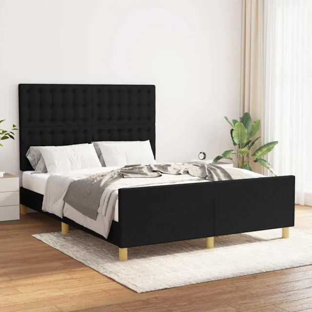 vidaXL Bedframe zonder matras stof zwart 140x190 cm