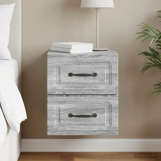 vidaXL Wandbeugel Bedkast Grijs sonoma 34,5 x 33 x 40 cm Bewerkt hout, foto 2