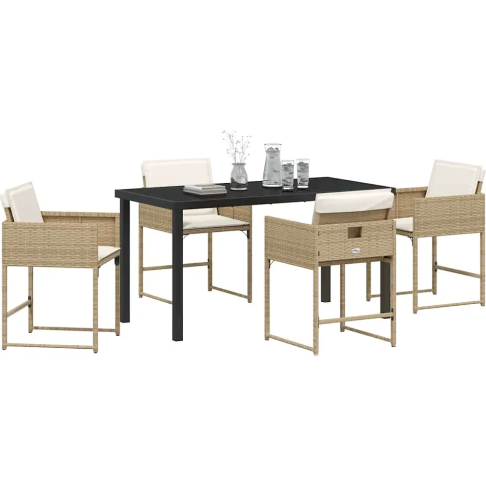 vidaXL Tuin eettafelset 5 st Beige poly rattan