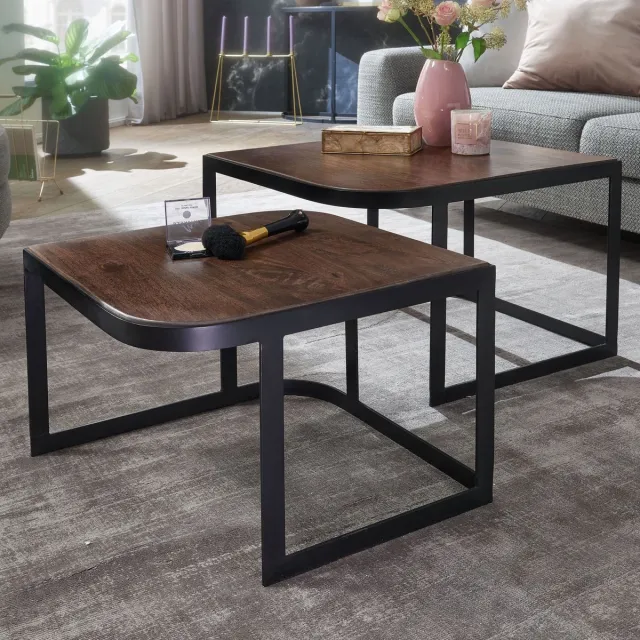 Sky Style Cakey Vierkante Salontafel Set Donkerbruin