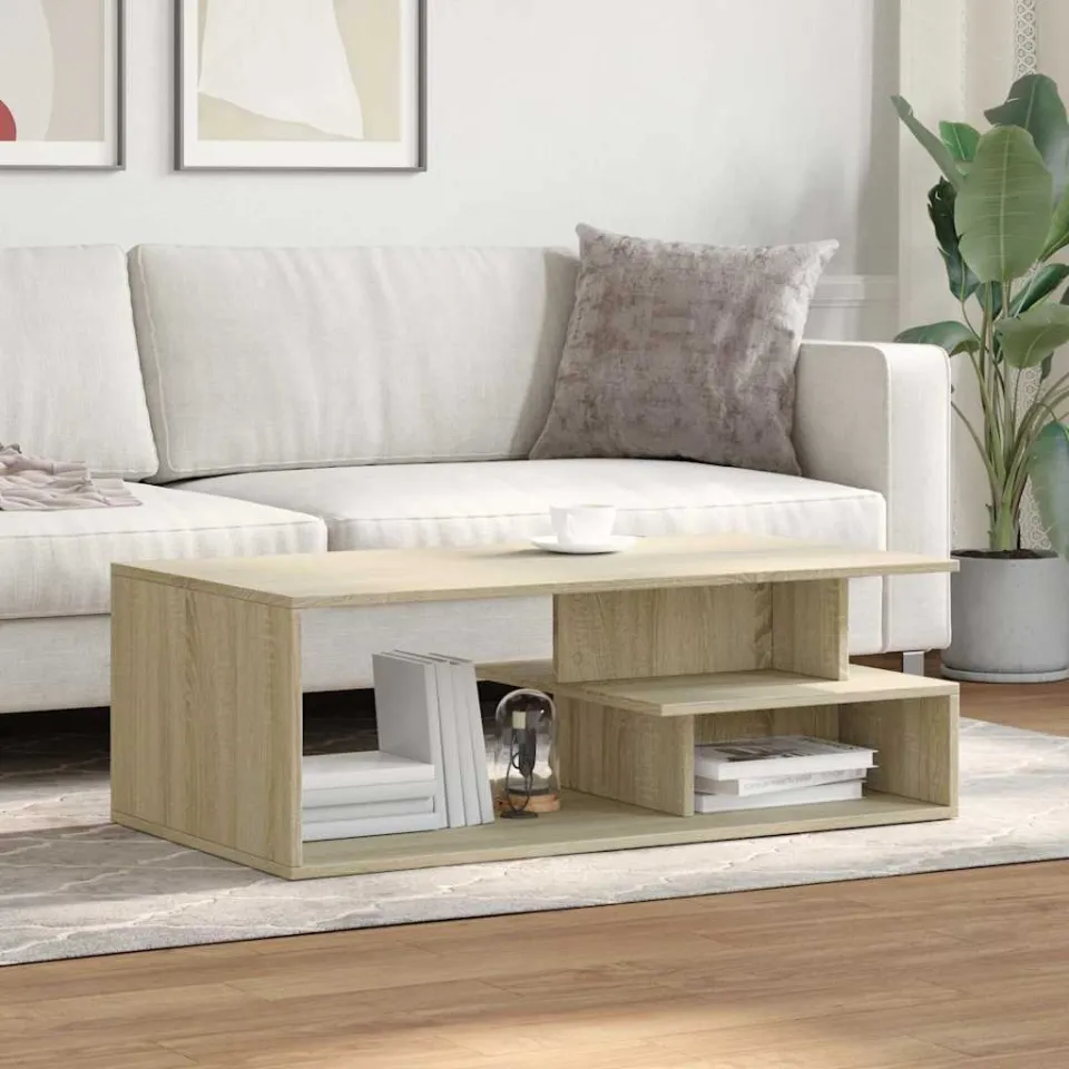 vidaXL Salontafel 102x55x35 cm bewerkt hout sonoma eikenkleurig, foto 2