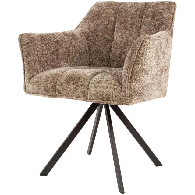 Set van 2 - Nest of Nora Eetkamerstoelen Elda - Draaistoelen met armleuning - Champagne, foto 2
