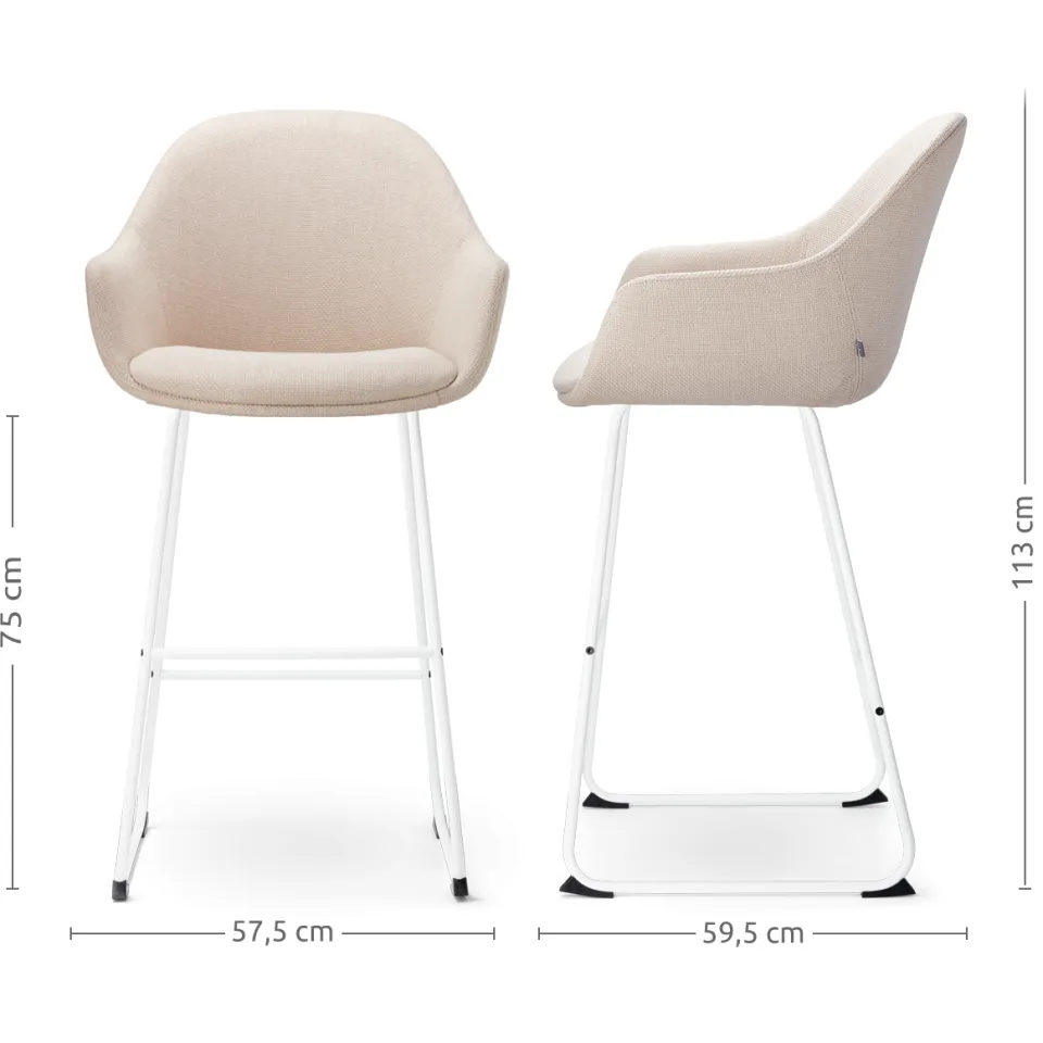 Nolon Nino-Mae barkruk beige - wit onderstel - 75 cm, foto 3