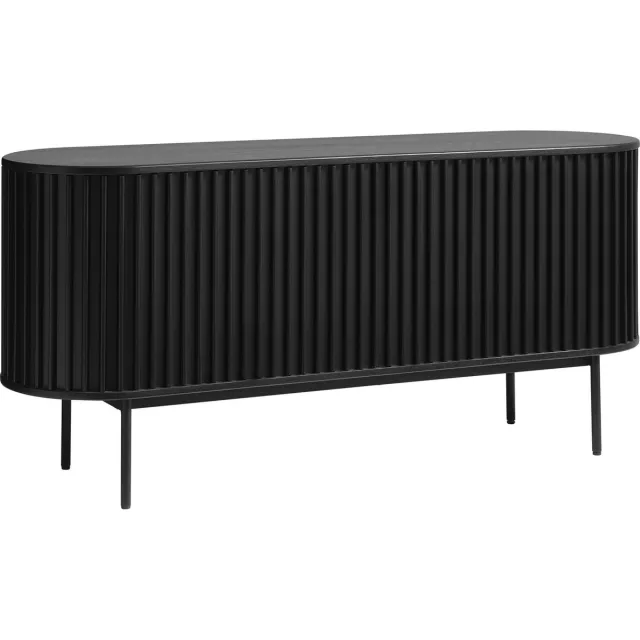 Hygge Interiors Dressoir Siena - eikenfineer zwart - 160x45x73 cm - 2 deuren - 1 lade Zwart Zwart