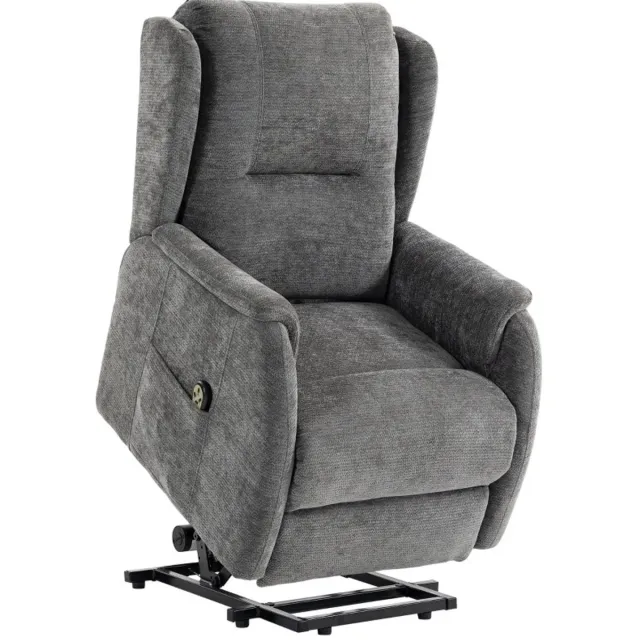 MIVRAY Relaxfauteuil 89 x 76 x 103 cm - Elektrische Sta-op Functie en Dubbele Motor - Voor Woonkamer - Stof Donkergrijs