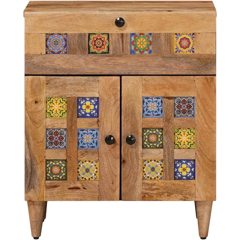 vidaXL Nachtkastje Naturel 50 x 33 x 60 cm Massief Mango Hout, foto 3