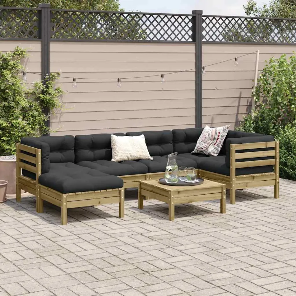 vidaXL 7-delige Loungeset met kussens geïmpregneerd grenenhout bruin, foto 2