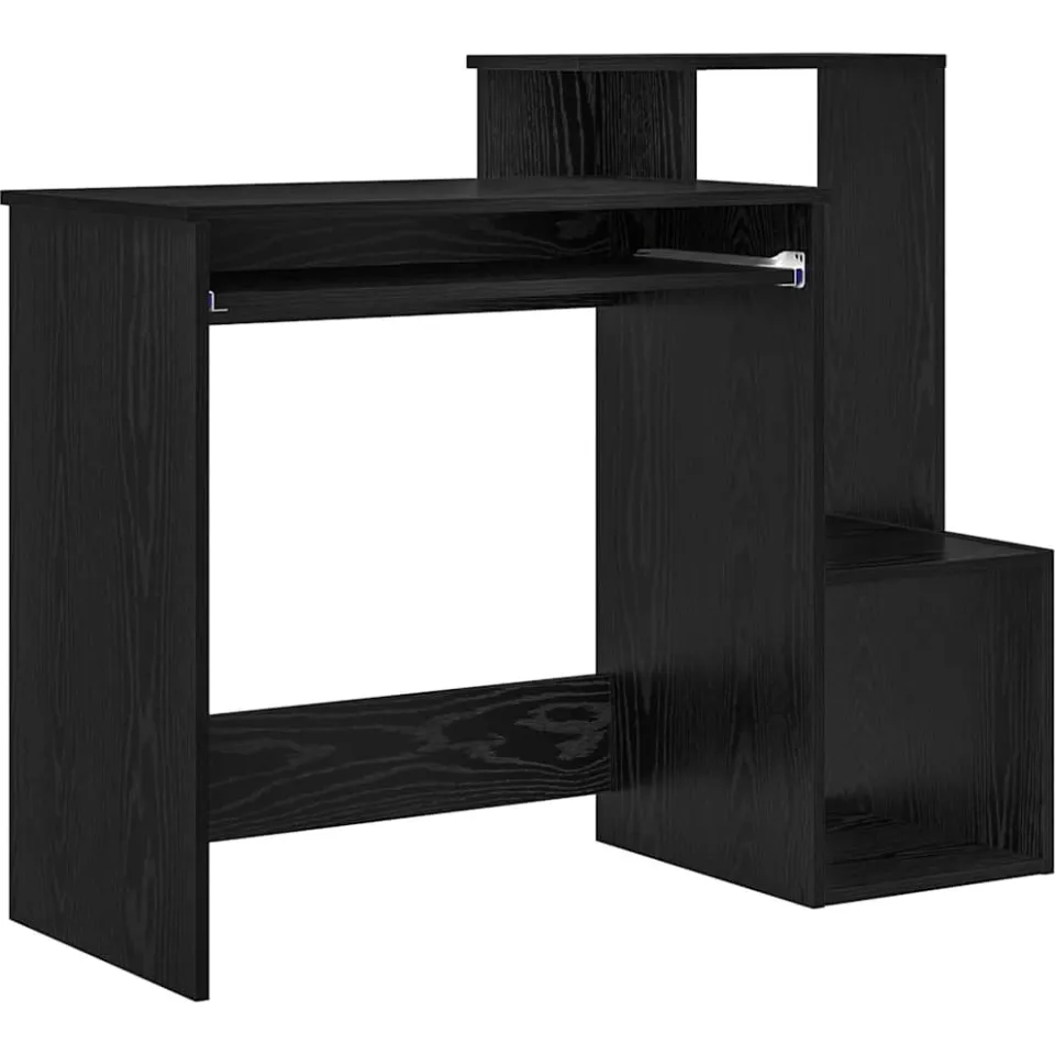 vidaXL Bureau Zwart Eiken 106 x 41 x 88,5 cm Bewerkt hout, foto 3