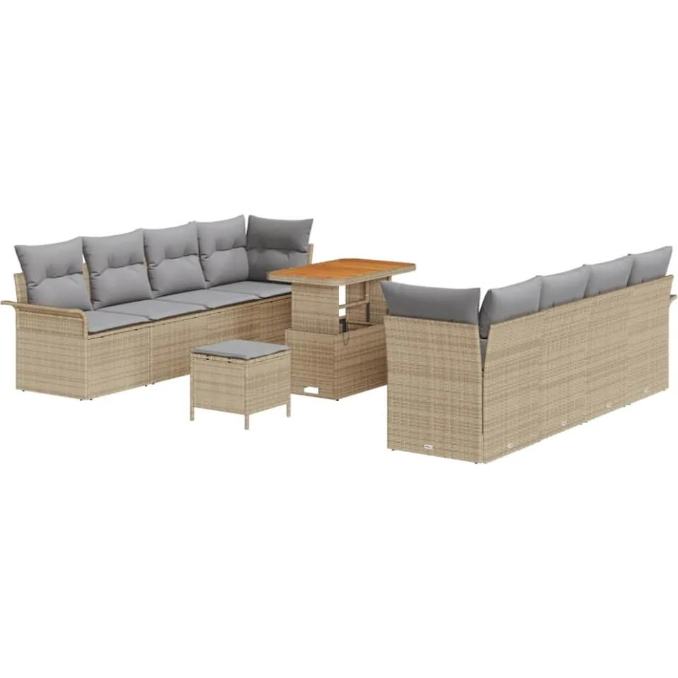 vidaXL Tuinbankenset 11 st Beige poly rattan